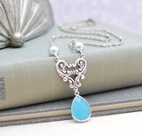 Art Nouveau Blue Gem Necklace