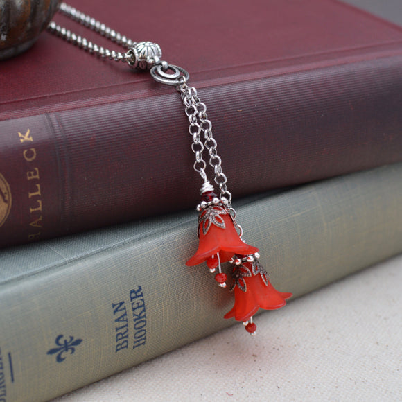 Red Bell Flower Double Necklace