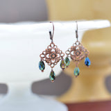 Antiqued Copper Art Nouveau Chandelier Earrings